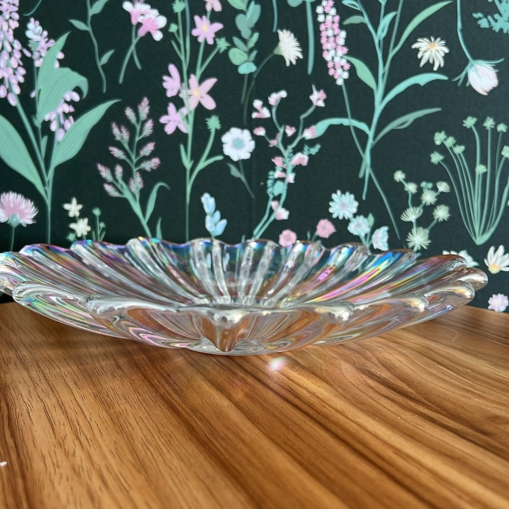 VINTAGE 60s Starburst Celestial Iridescent Rainbow Decorative Carnival Glass - Picture 4 of 7